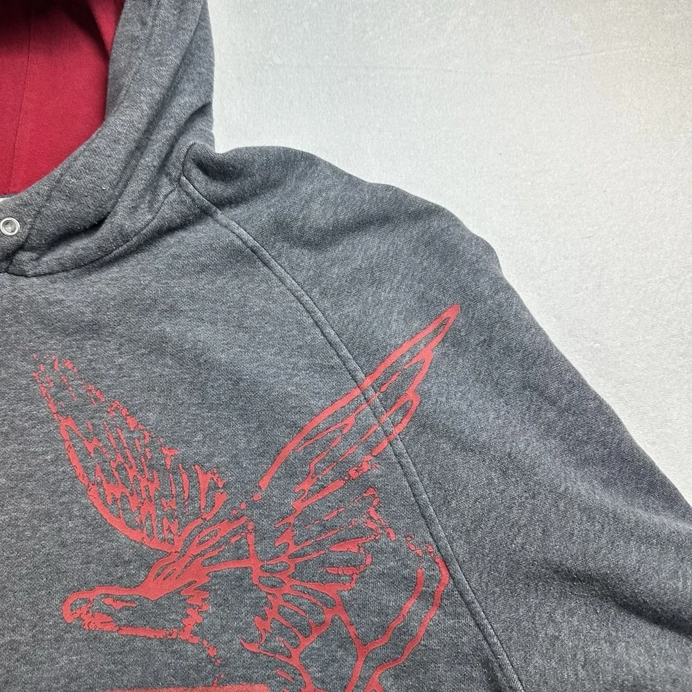 Vintage Nike Y2K Hoodie Mens XXL Red Sweatshirt Swoosh Spellout Silver Tag‎